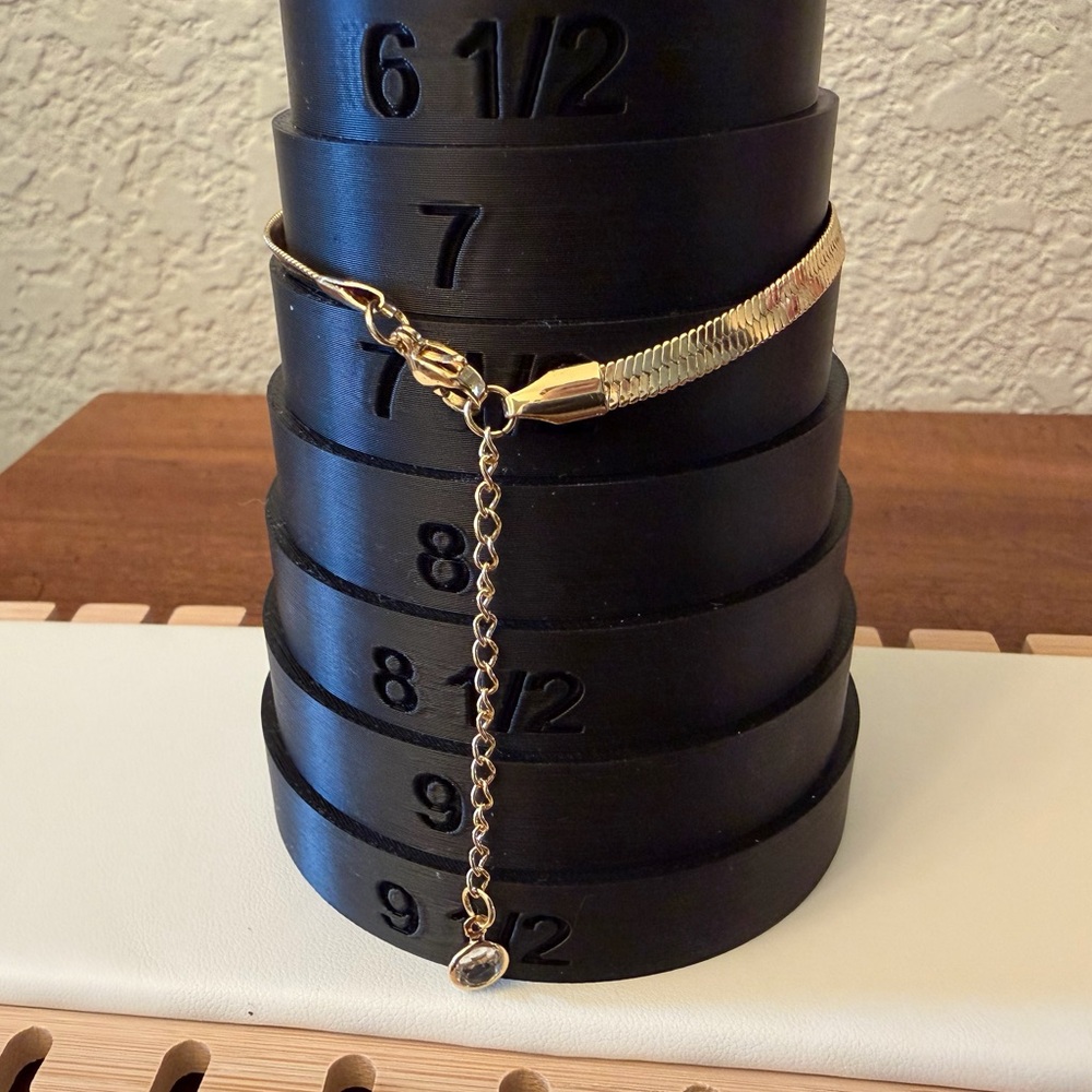 Gold Herringbone Bracelet or Anklet with Adjustable Extender, Like New - Picture 4 of 8